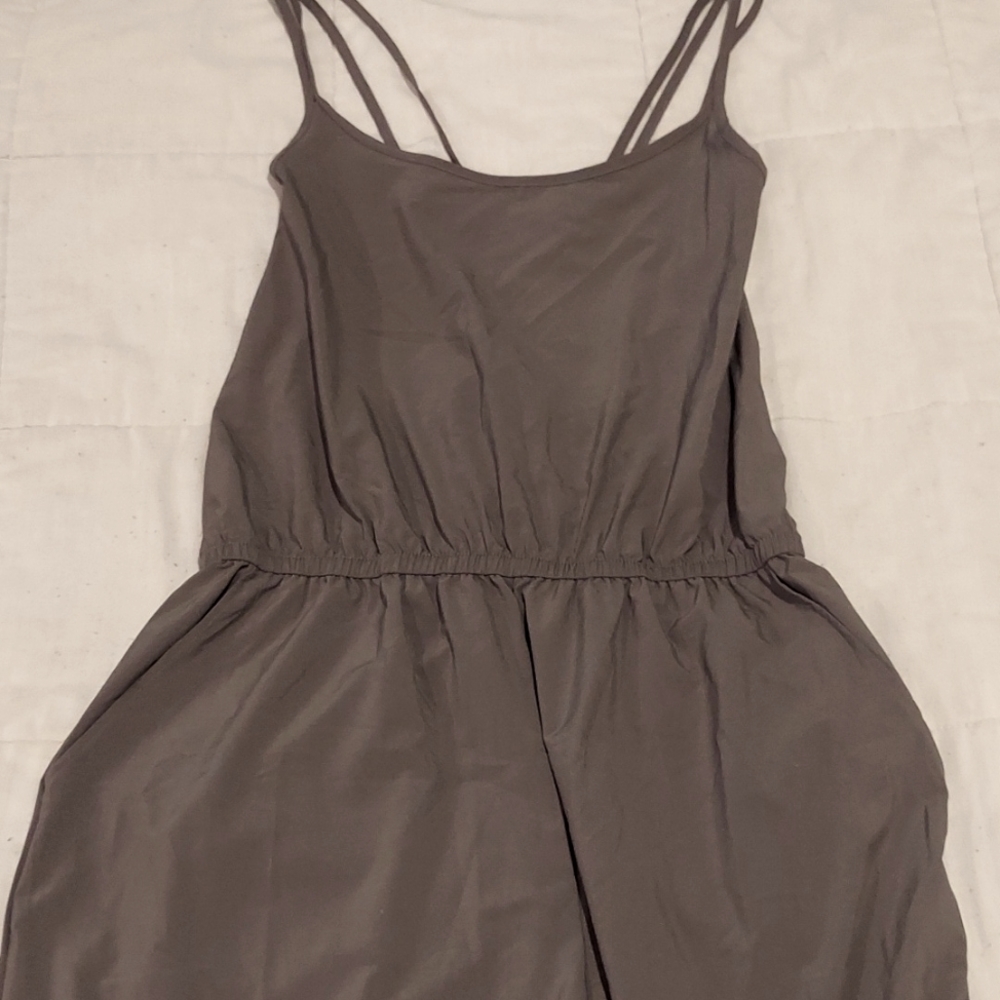 Gray Jumpsuite with Criss Cross Straps